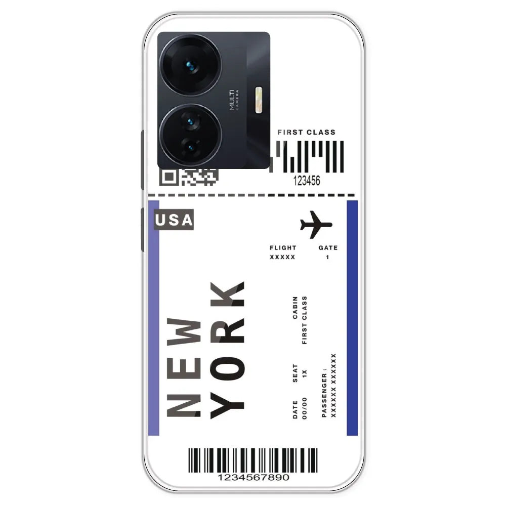 New York Ticket - Clear Printed Silicone Case For IQOO Z6 Pro