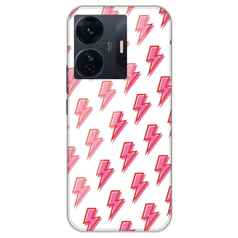 Pink Lightning Bolts - Clear Printed Silicone Case For IQOO Z6 Pro