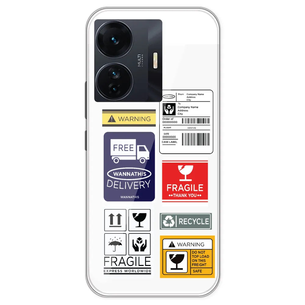 Caution Labels - Clear Printed Silicone Case For IQOO Z6 Pro