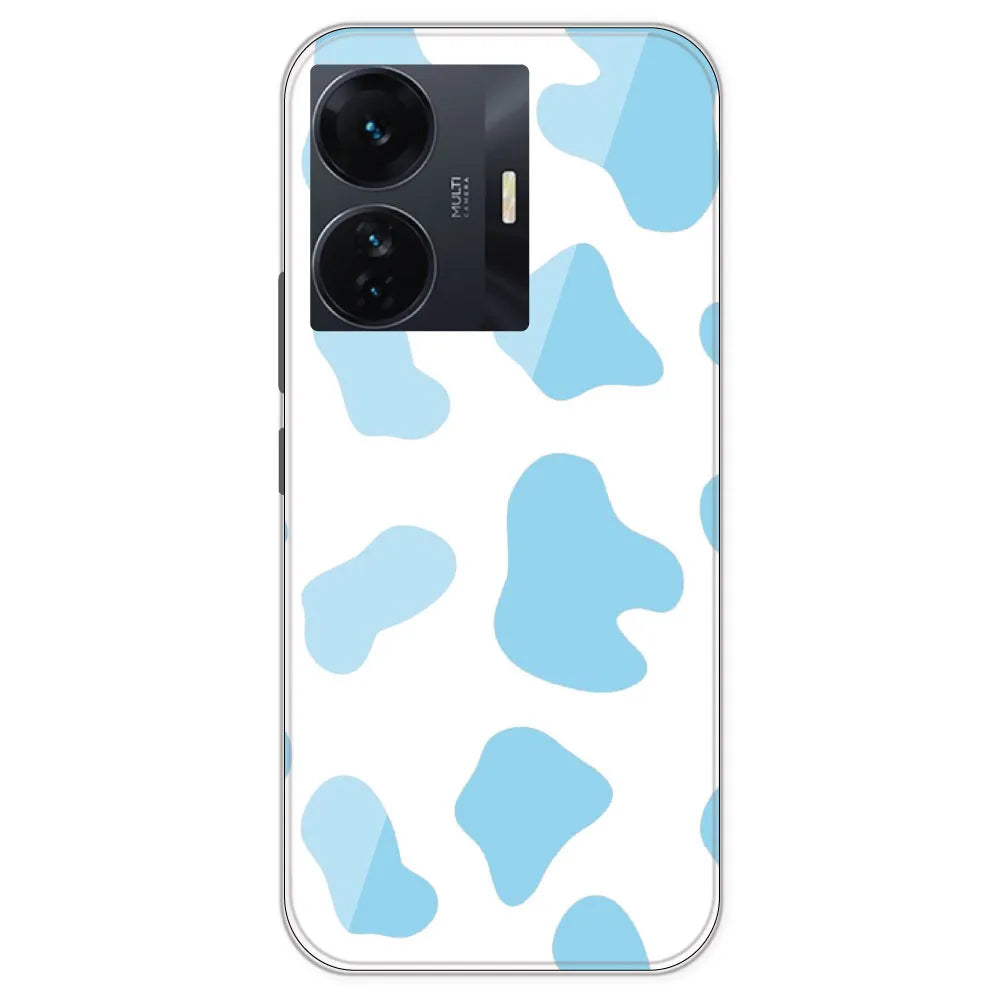 Blue Cow Print - Clear Printed Silicone Case For IQOO Z6 Pro