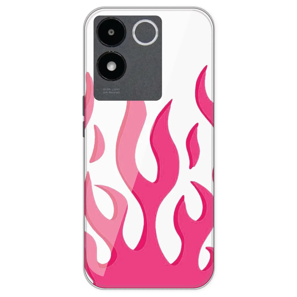 Pink Flames - Clear Printed Silicone Case For iQOO Z7 Pro