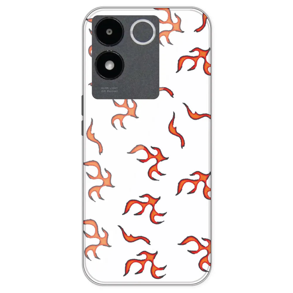 Orange Mini Flames - Clear Printed Silicone Case For IQOO Z7 Pro