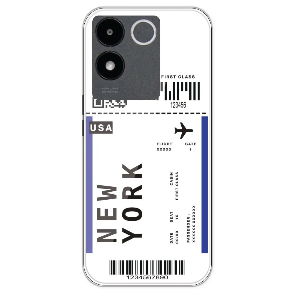 New York Ticket - Clear Printed Silicone Case For IQOO Z7 Pro