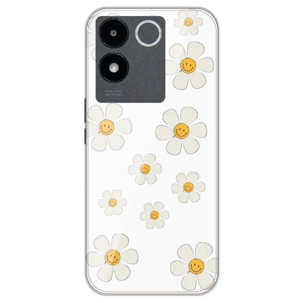 Smile Flowers - Clear Printed Silicone Case For IQOO Z7 Pro