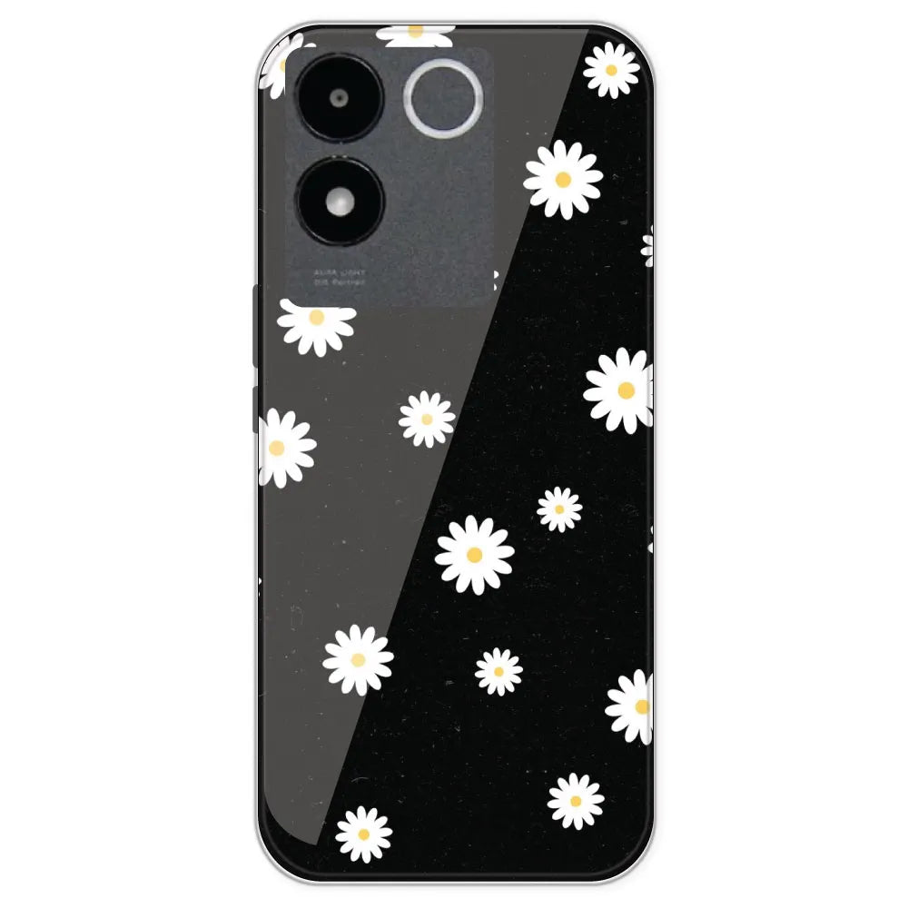 White And Black Flower - Printed Silicone Case For IQOO Z7 Pro