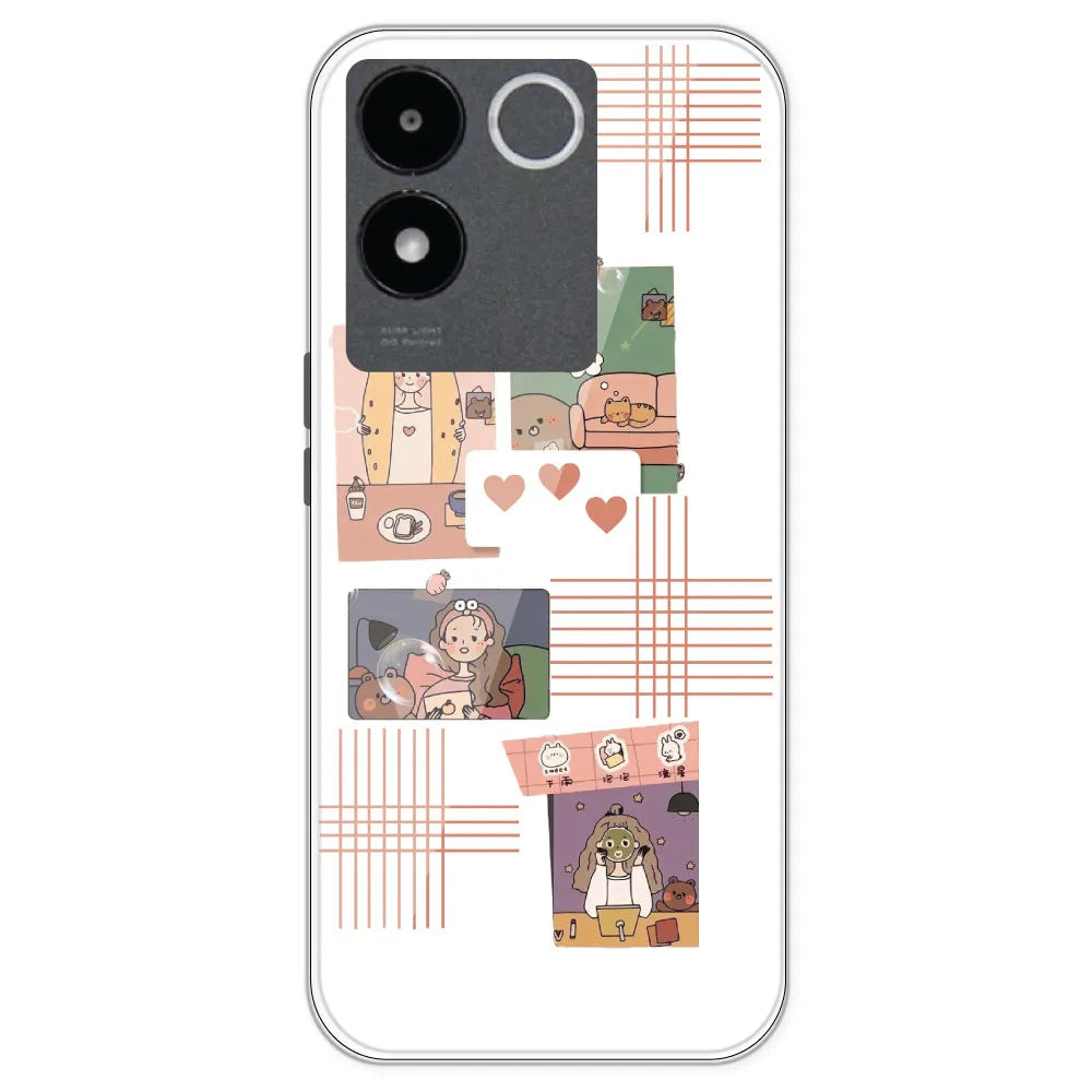 Cute Girl - Clear Printed Silicone Case For IQOO Z7 Pro