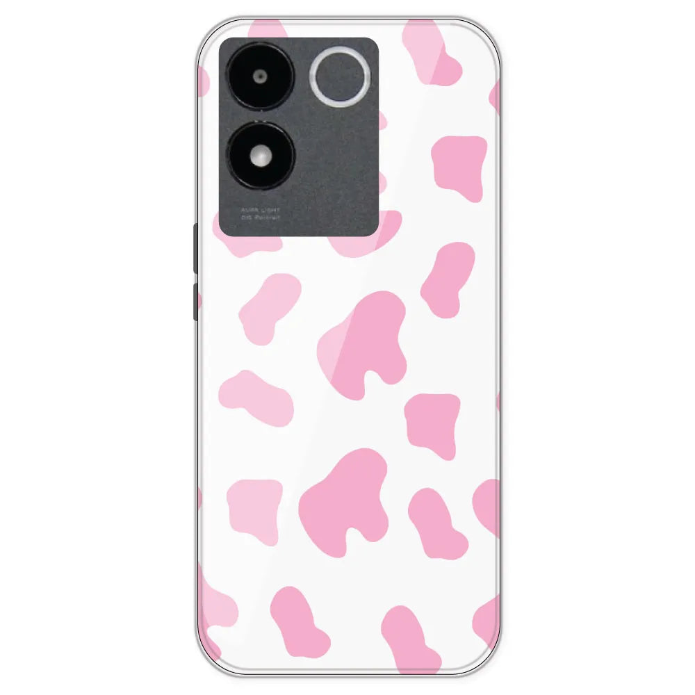 Pink Cow Print - Clear Printed Silicone Case For IQOO Z7 Pro