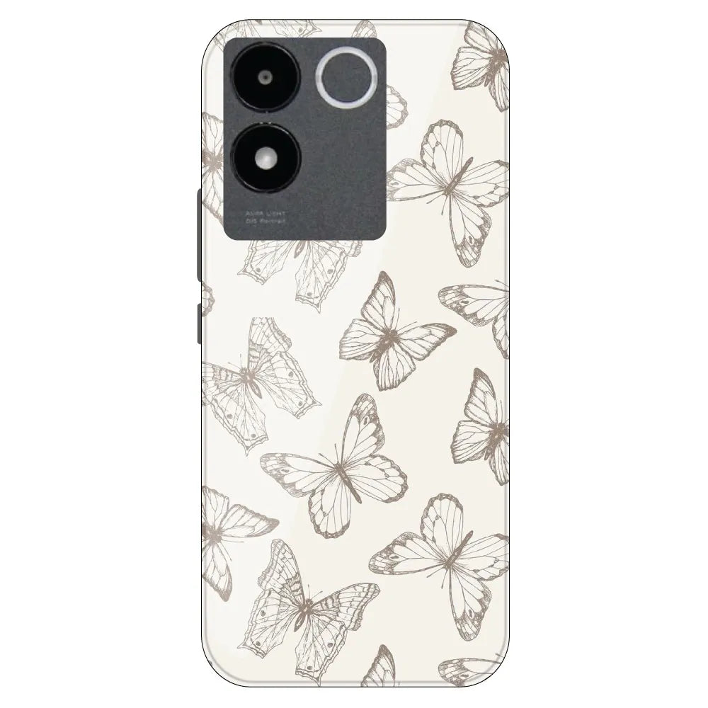 White Butterflies - Printed Silicone Case For iQOO Models