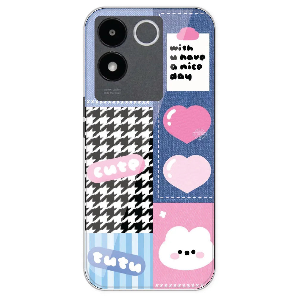 Cute Pink Bear Collage - Printed Silicone Case For IQOO Z7 Pro