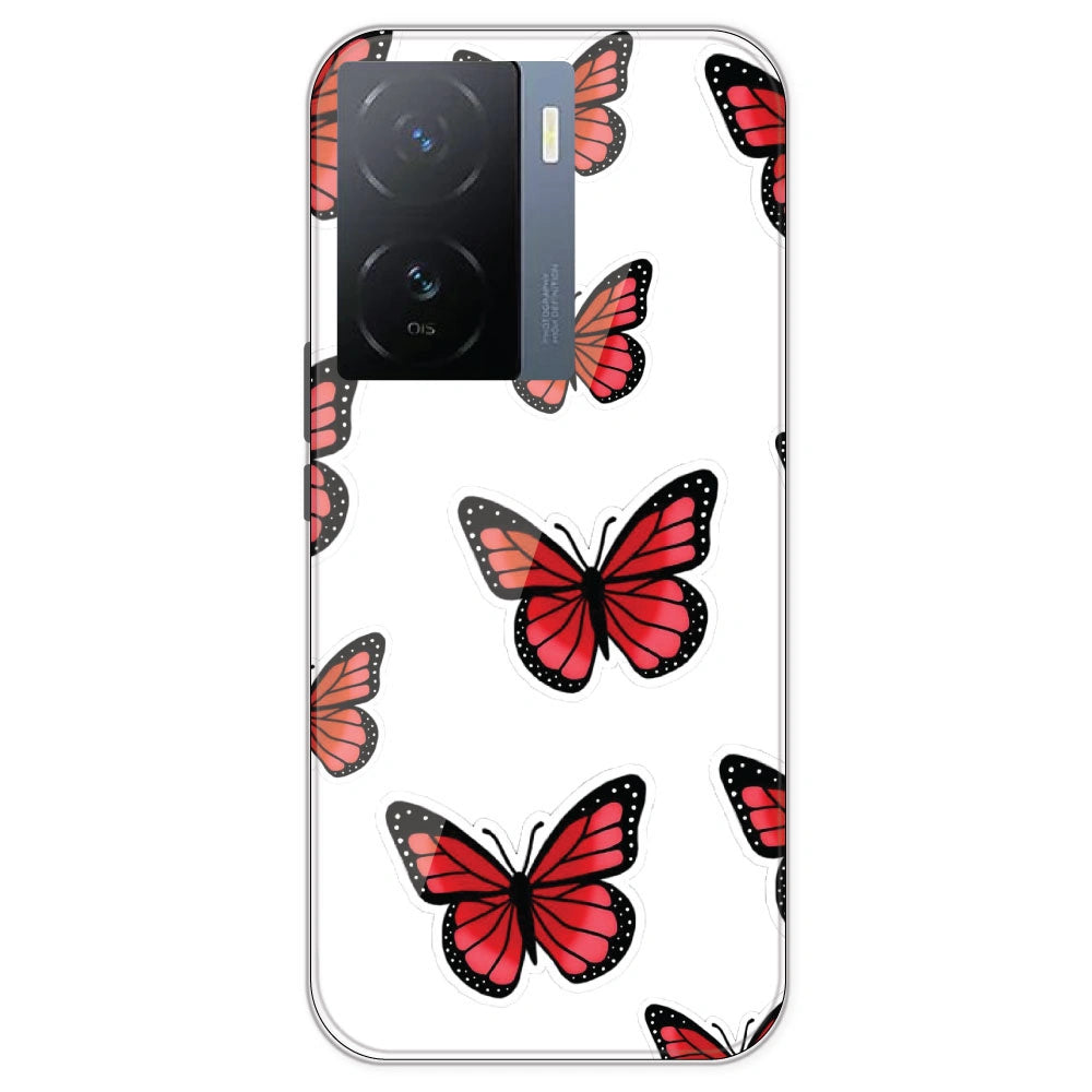 Red Butterfly - Clear Printed Silicone Case For IQOO Z7