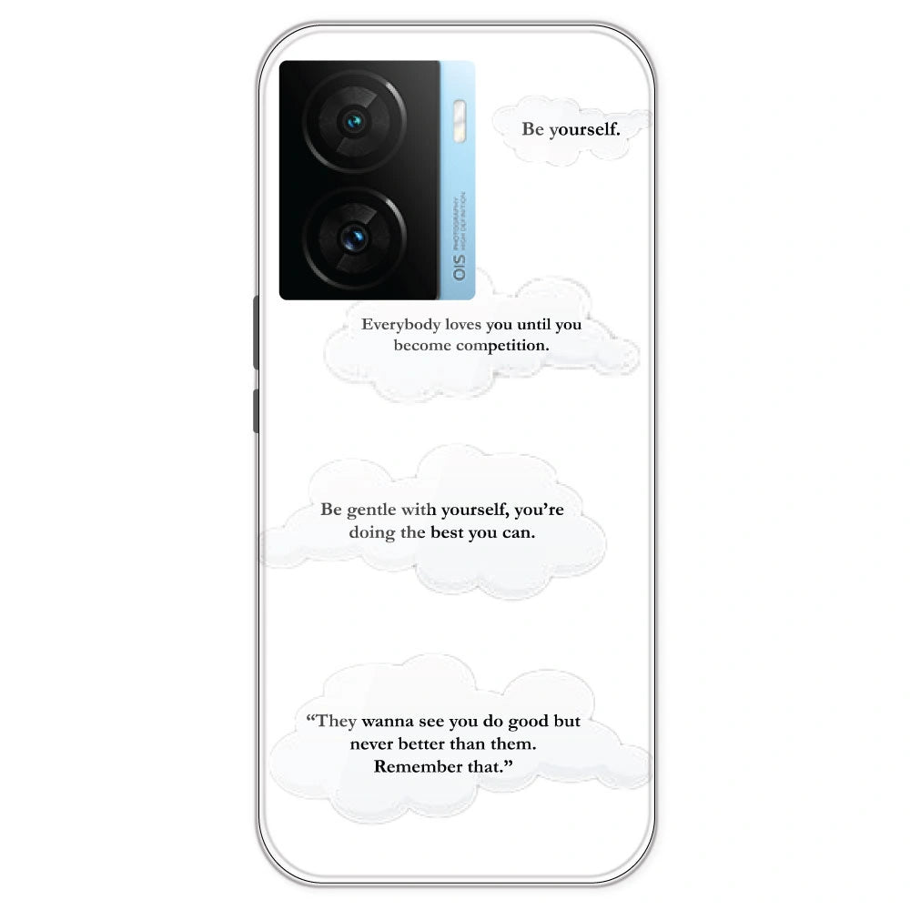 Quotes And Clouds - Clear Printed Silicone Case For iQOO Models