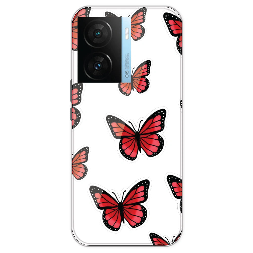 Red Butterfly - Clear Printed Silicone Case For IQOO Z7S