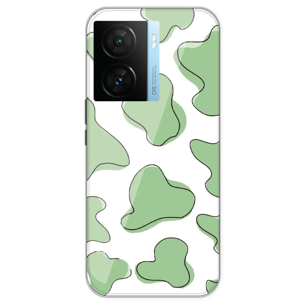 Green Cow Print - Clear Printed Silicone Case For IQOO Z7S