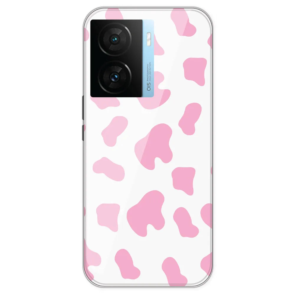 Pink Cow Print - Clear Printed Silicone Case For IQOO Z7S