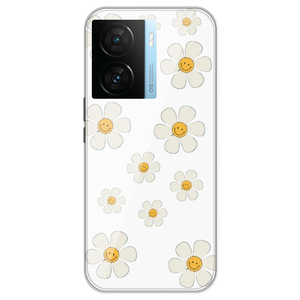 Smile Flowers - Clear Printed Silicone Case For IQOO Z7S