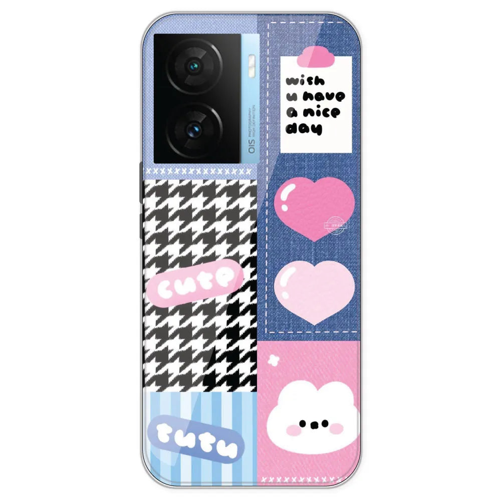 Cute Pink Bear Collage - Printed Silicone Case For IQOO Z7S