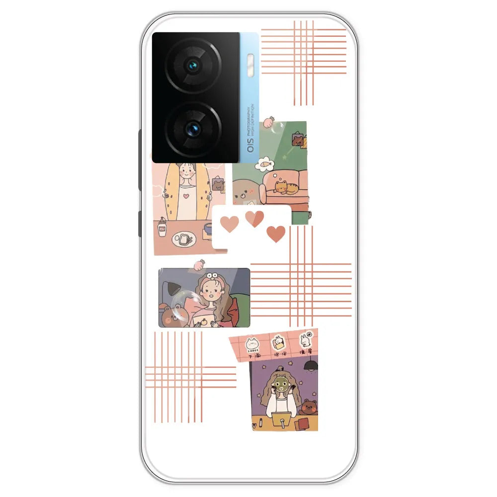 Cute Girl - Clear Printed Silicone Case For IQOO Z7S