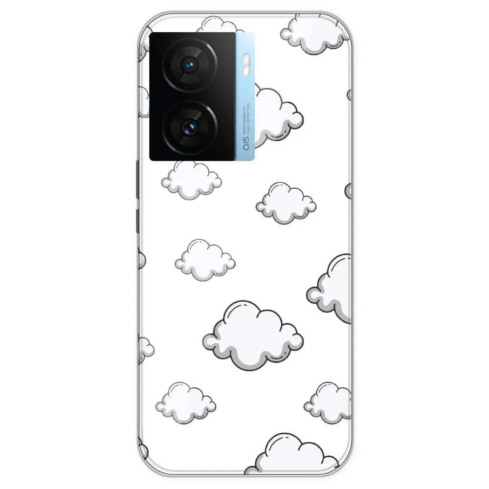 Clouds - Clear Printed Silicone Case For IQOO Z7S