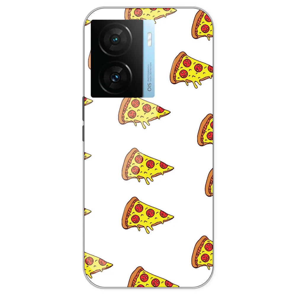 Pizza - Clear Printed Silicone Case For IQOO Z7S