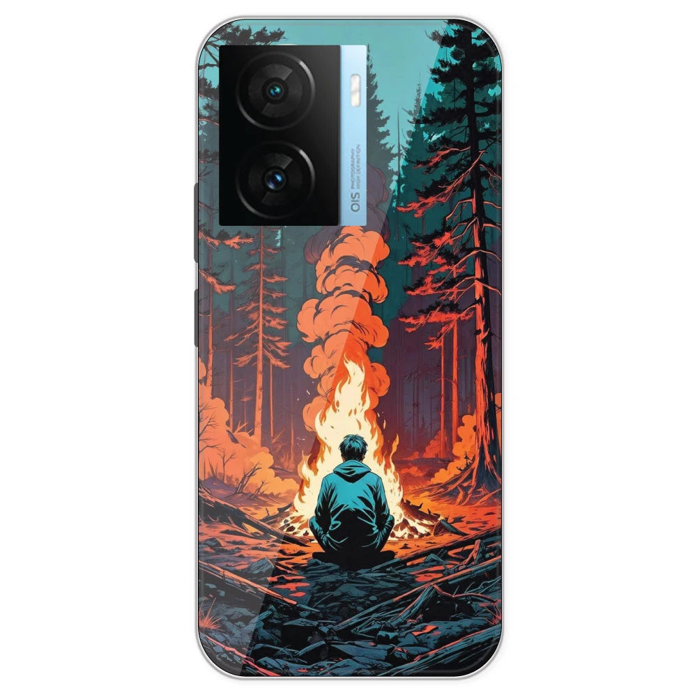 Boy With Camp Fire - Printed Silicone Case For IQOO Z7S
