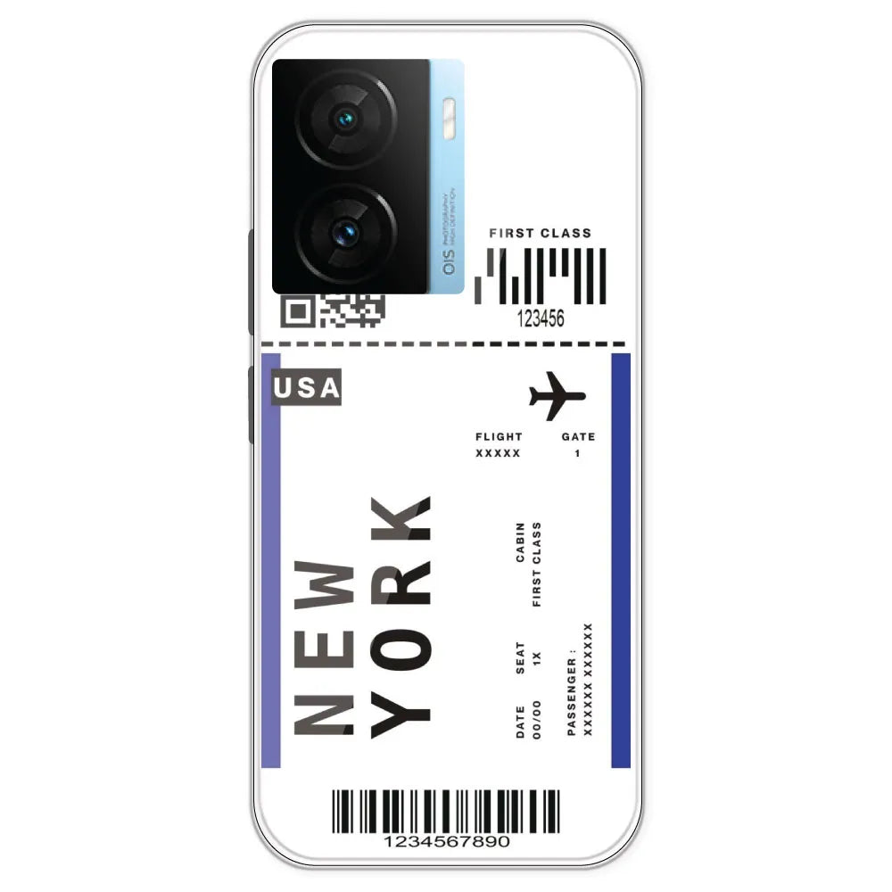 New York Ticket - Clear Printed Silicone Case For IQOO Z7S