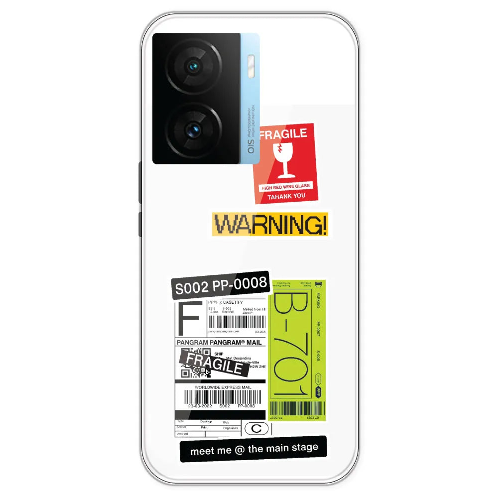 Fragile Labels - Clear Printed Silicone Case For IQOO Z7S