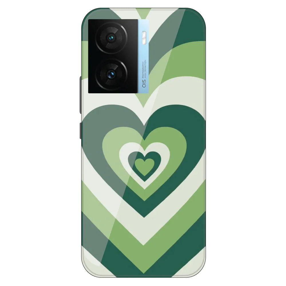 Dark Green Hearts - Printed Silicone Case For IQOO Z7S