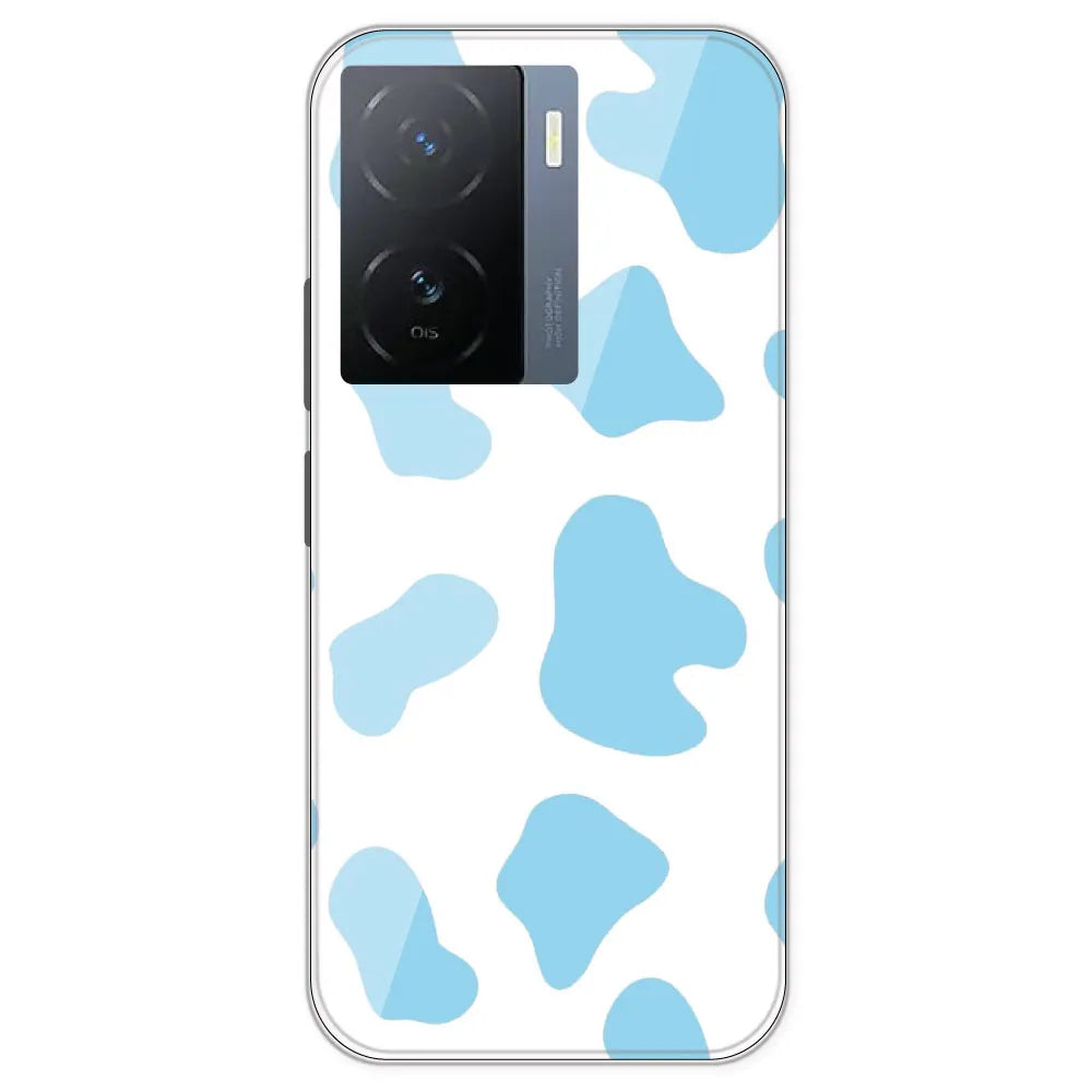 Blue Cow Print - Clear Printed Silicone Case For IQOO Z7