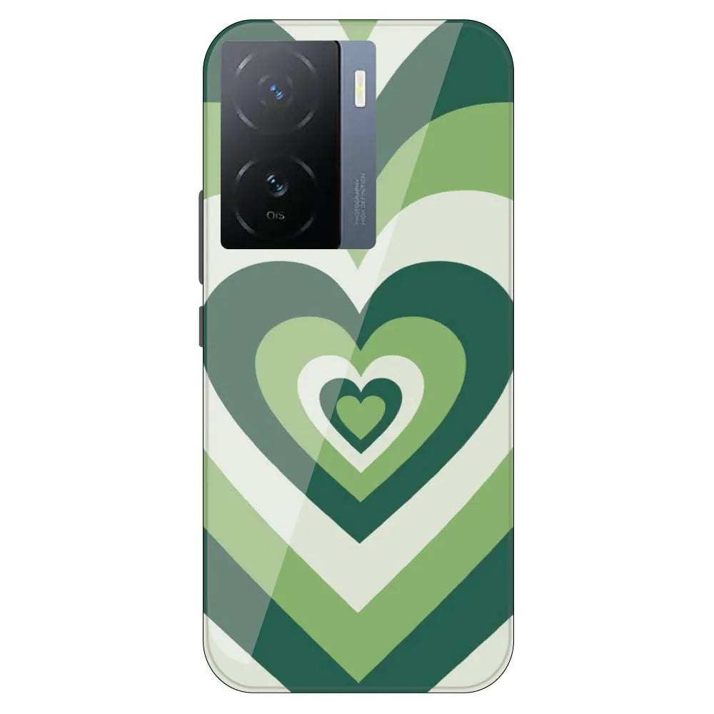 Dark Green Hearts - Printed Silicone Case For IQOO Z7