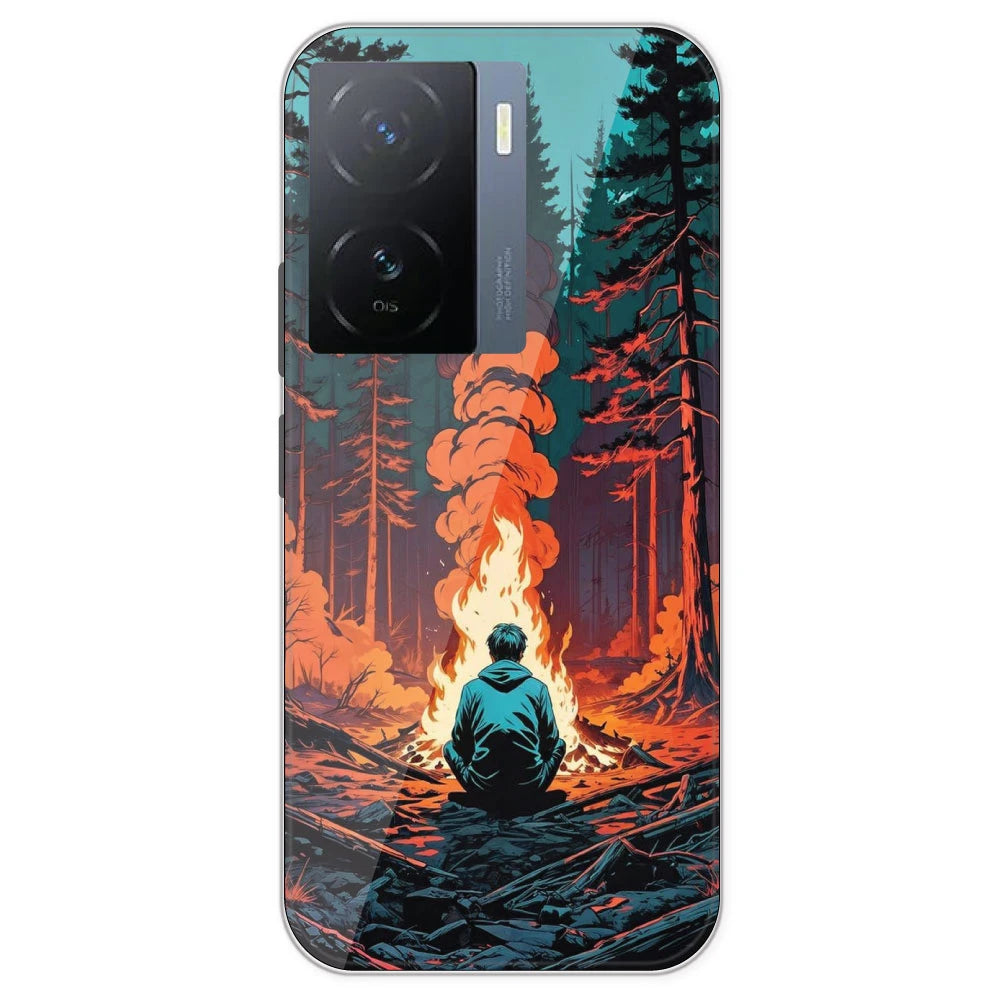 Boy With Camp Fire - Printed Silicone Case For IQOO Z7