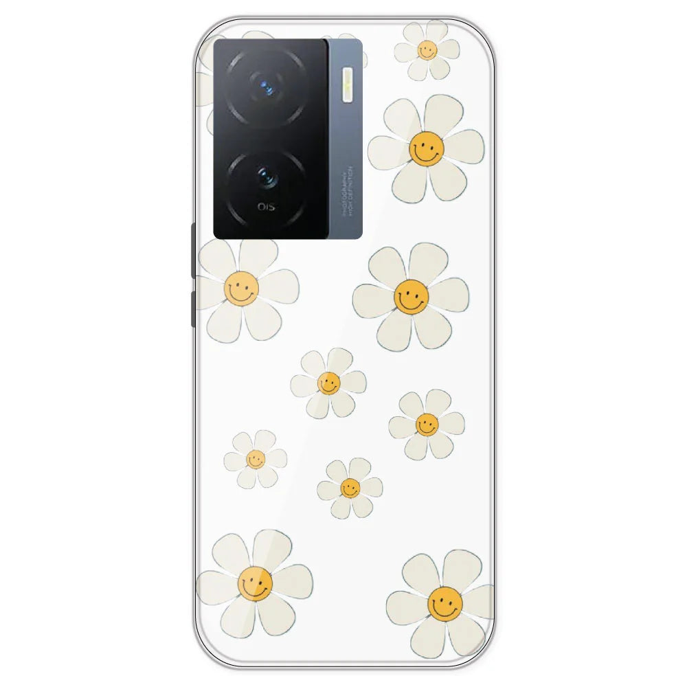 Smile Flowers - Clear Printed Silicone Case For IQOO Z7