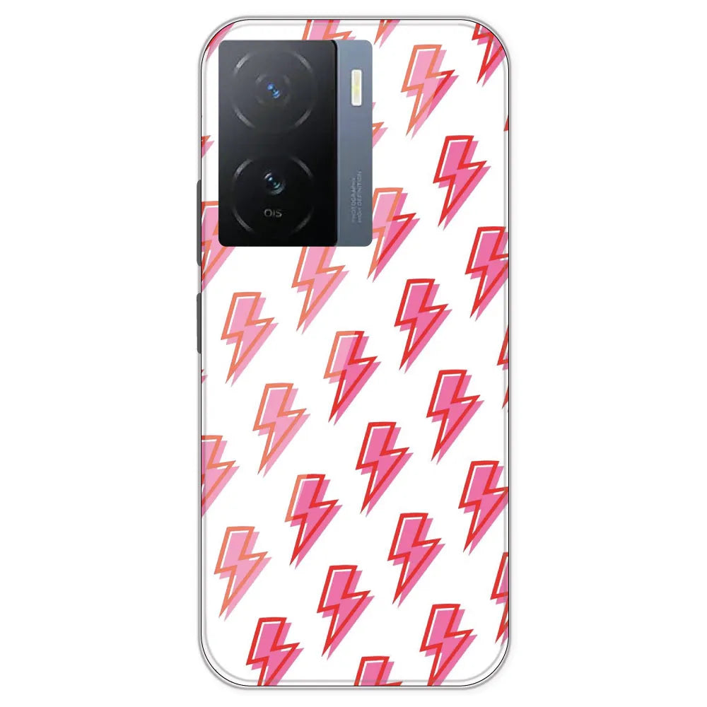 Pink Lightning Bolts - Clear Printed Silicone Case For IQOO Z7