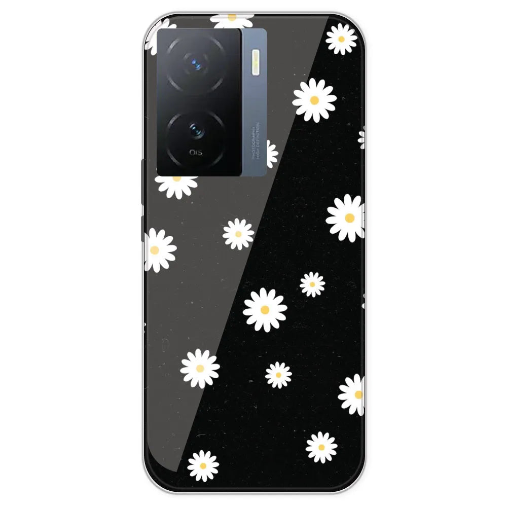 White And Black Flower - Printed Silicone Case For IQOO Z7