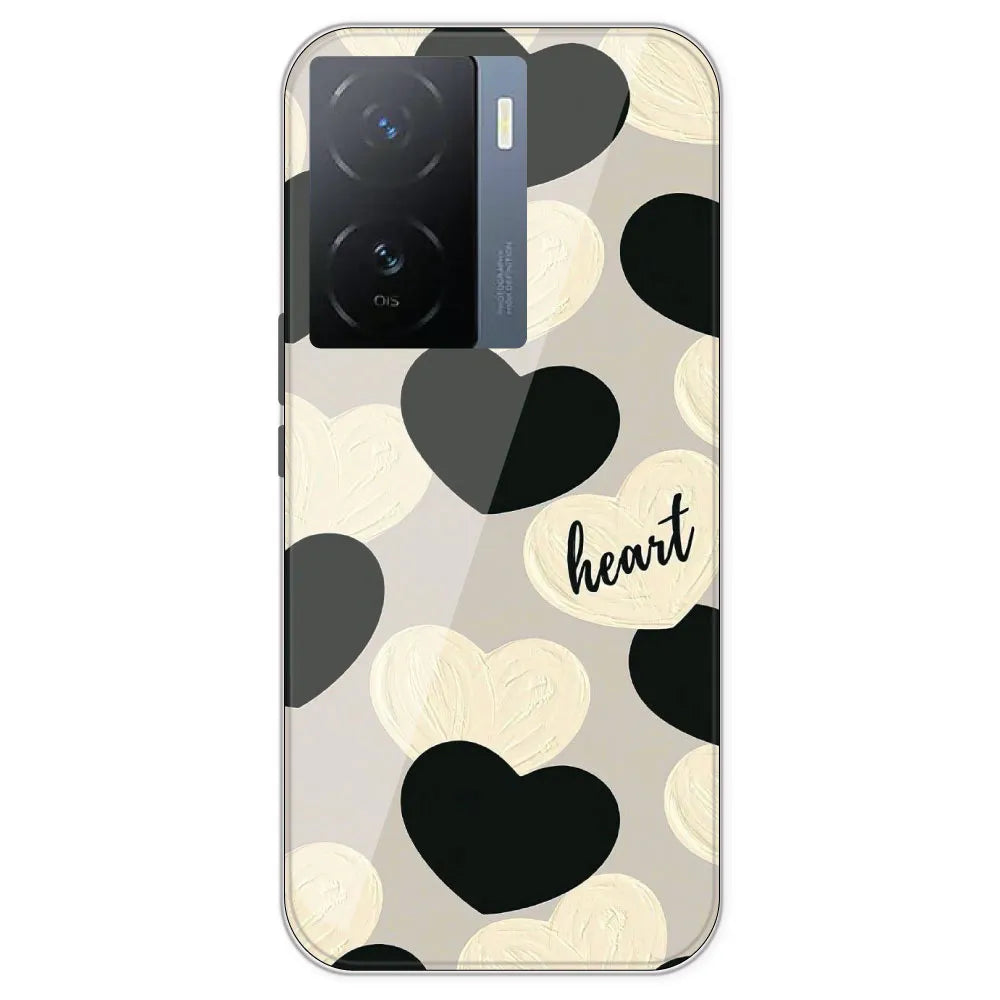 Black And White Heart - Printed Silicone Case For IQOO Z7