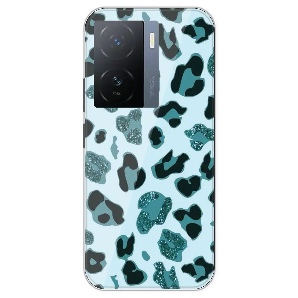 Blue Leopard Glitter Print - Printed Silicone Case For IQOO Z7