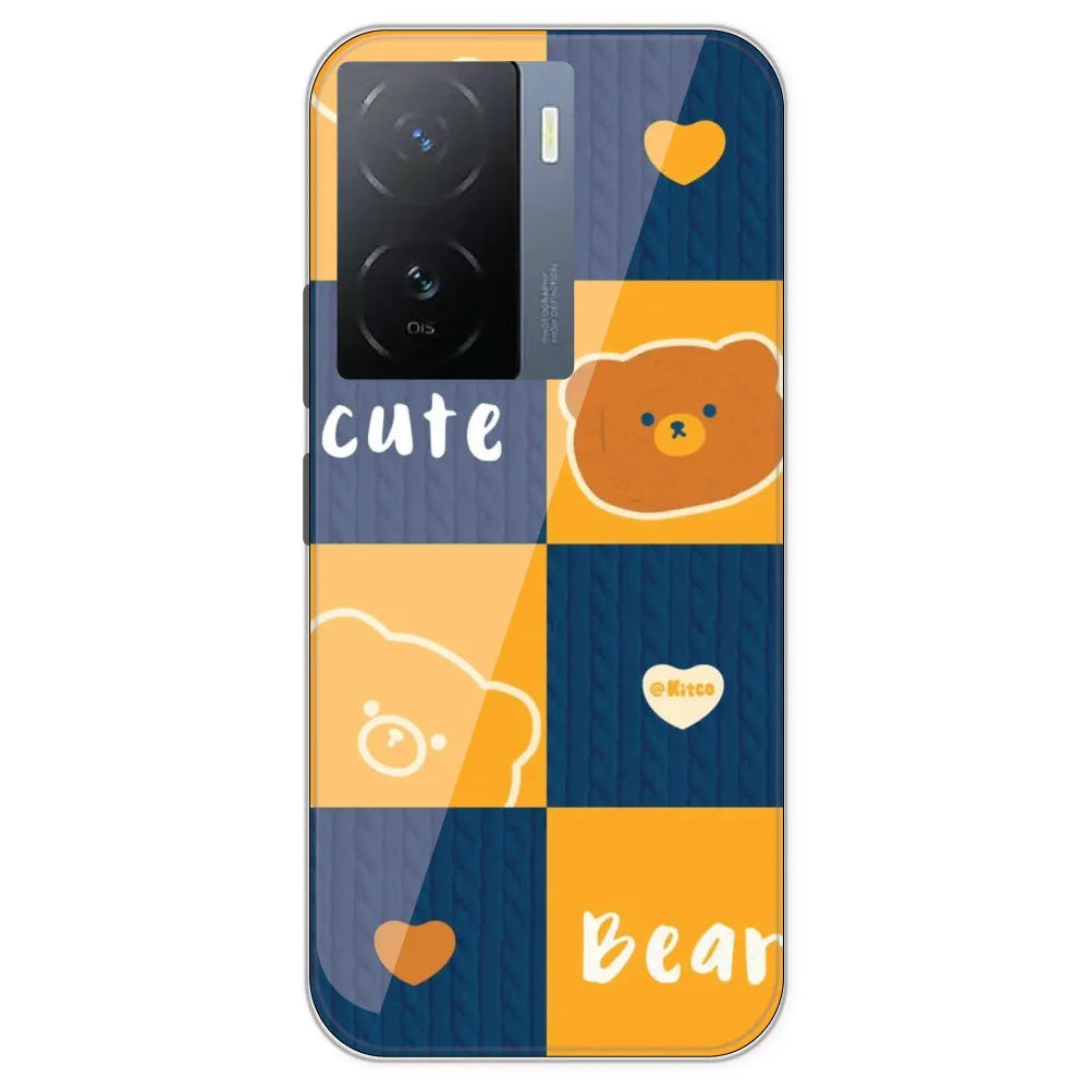 Cute Bear Collage - Printed Silicone Case For IQOO Z7
