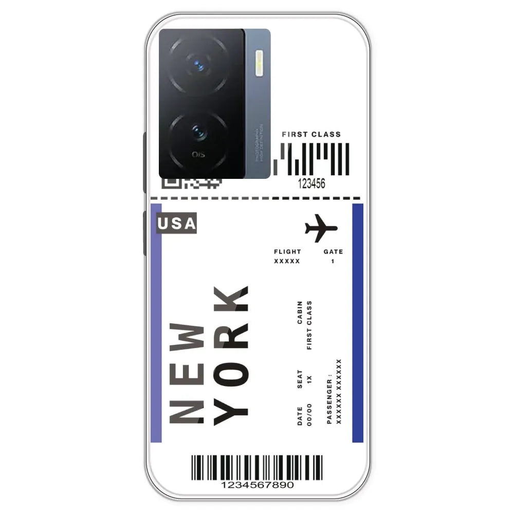 New York Ticket - Clear Printed Silicone Case For IQOO Z7