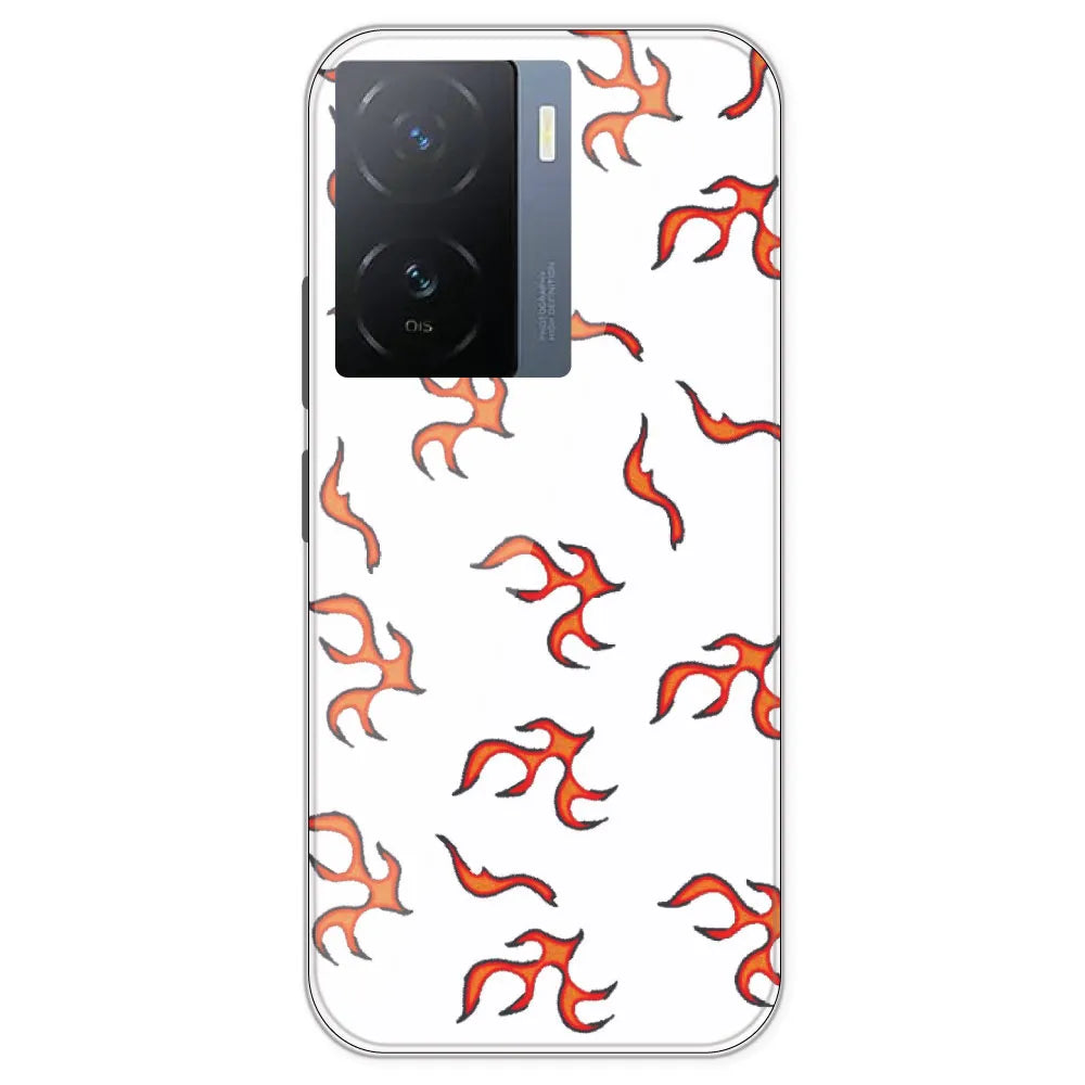 Orange Mini Flames - Clear Printed Silicone Case For IQOO Z7
