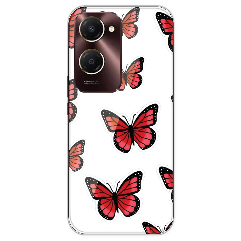 Red Butterfly - Clear Printed Silicone Case For IQOO Z9 Lite