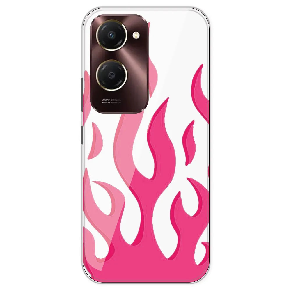 Pink Flames - Clear Printed Silicone Case For iQOO Z9 Lite