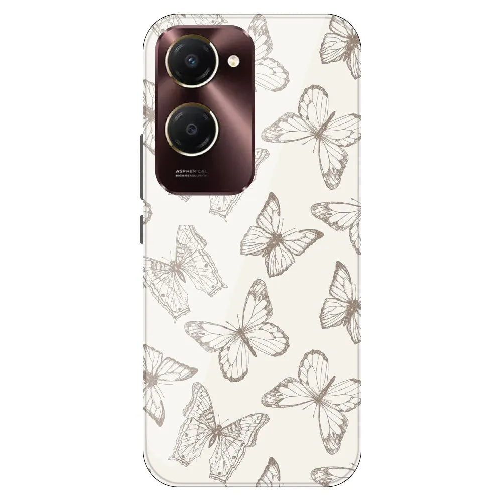 White Butterflies - Printed Silicone Case For IQOO Z9 Lite