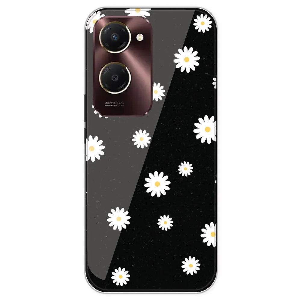 White And Black Flower - Printed Silicone Case For IQOO Z9 Lite