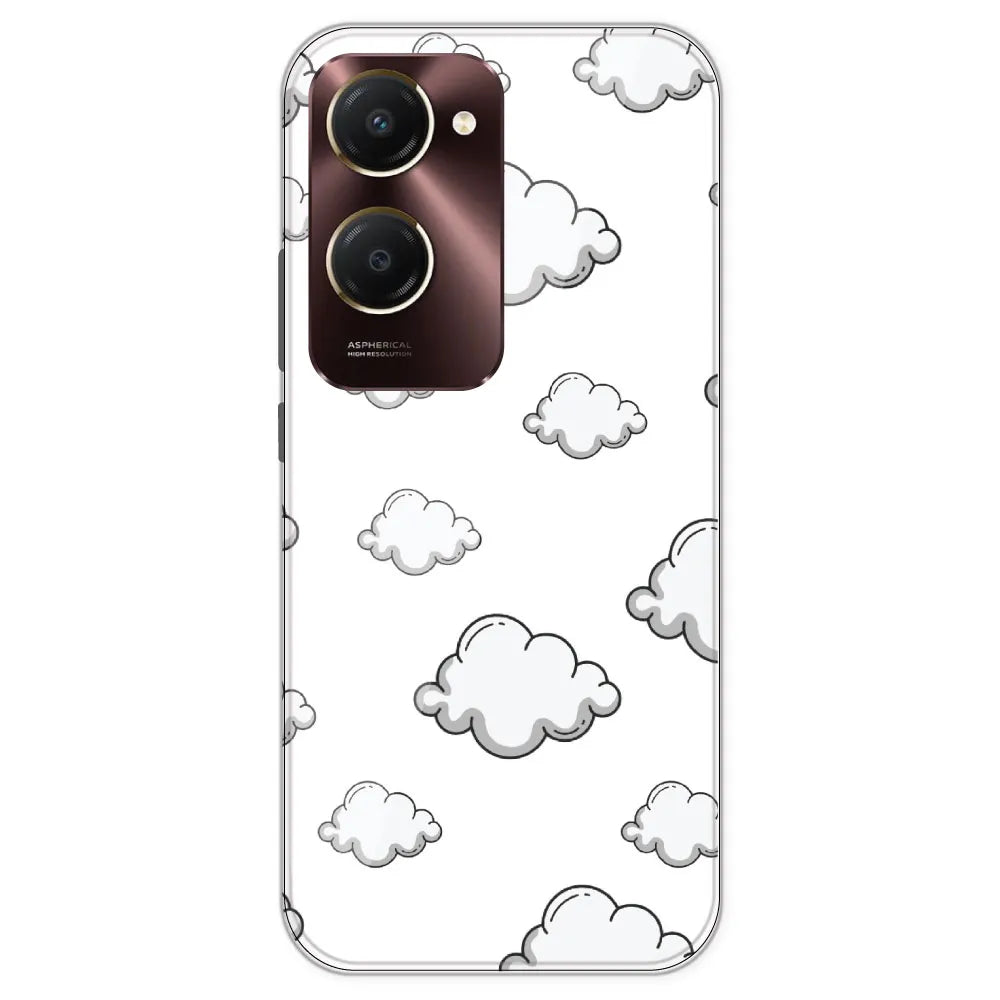 Clouds - Clear Printed Silicone Case For IQOO Z9 Lite