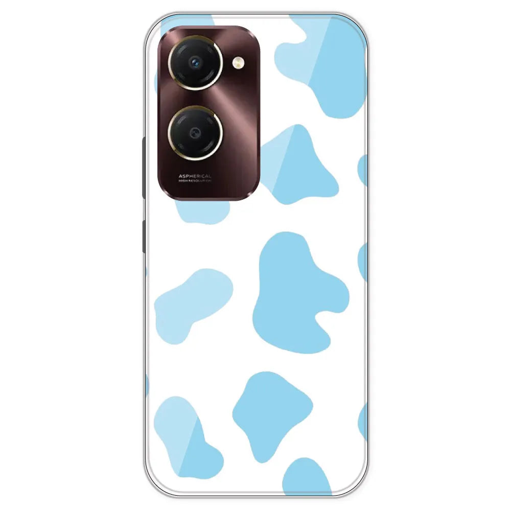 Blue Cow Print - Clear Printed Silicone Case For IQOO Z9 Lite