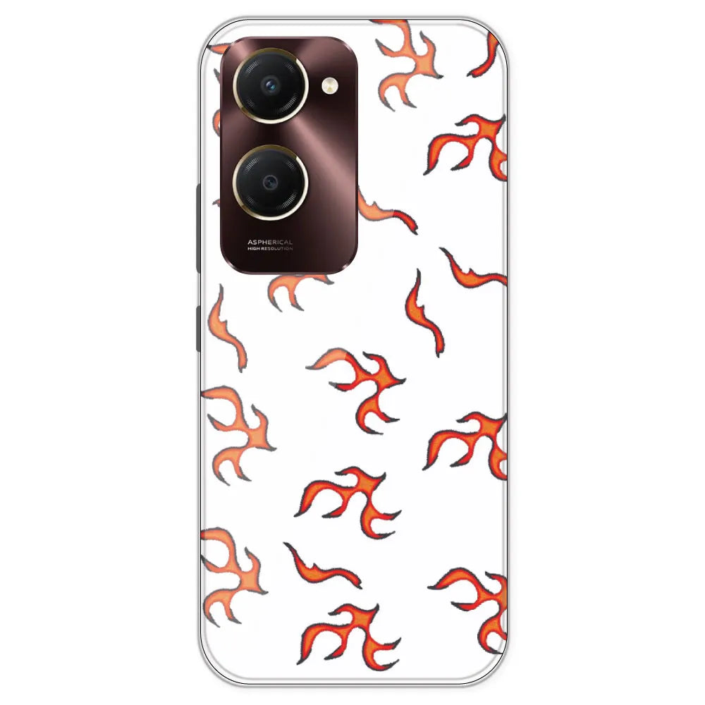 Orange Mini Flames - Clear Printed Silicone Case For IQOO Z9 Lite