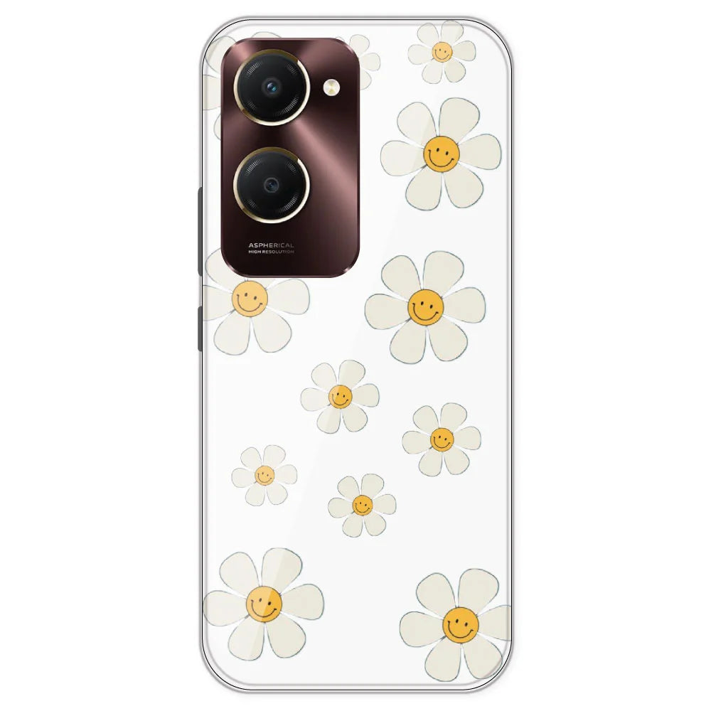 Smile Flowers - Clear Printed Silicone Case For IQOO Z9 Lite