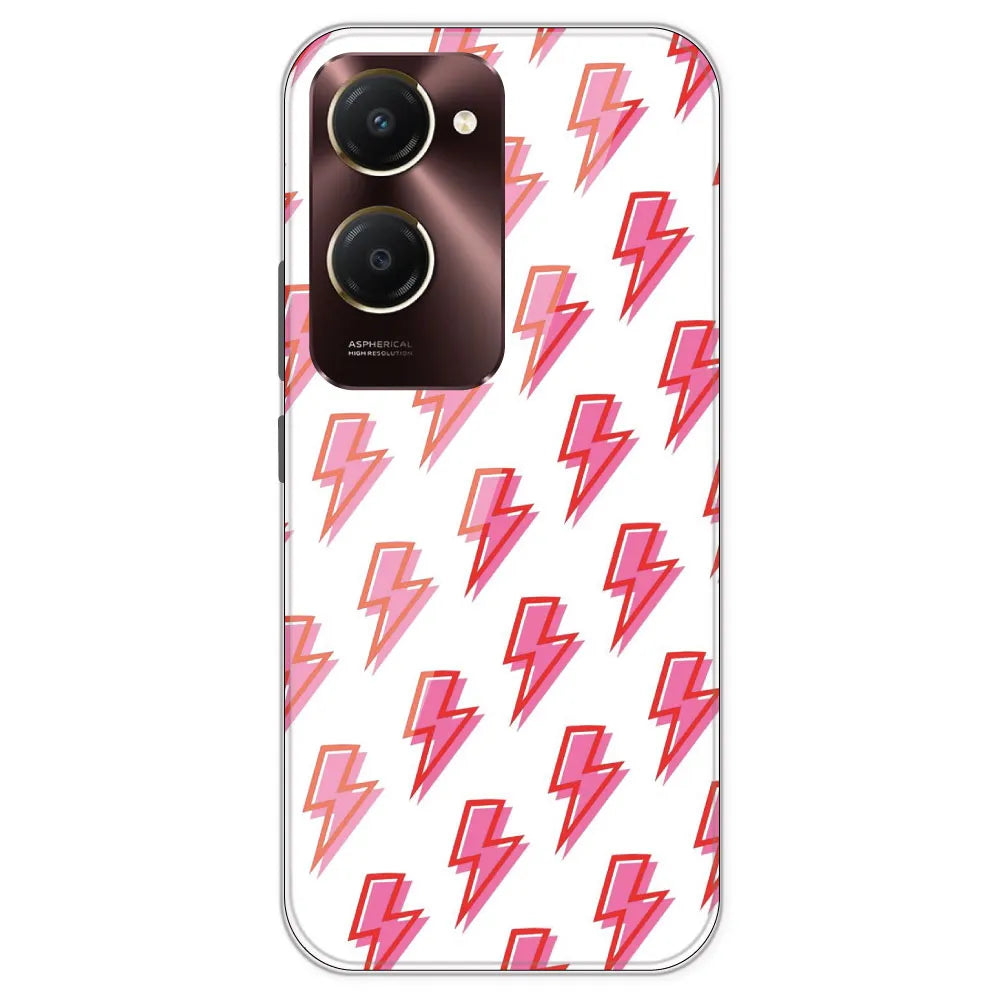 Pink Lightning Bolts - Clear Printed Silicone Case For IQOO Z9