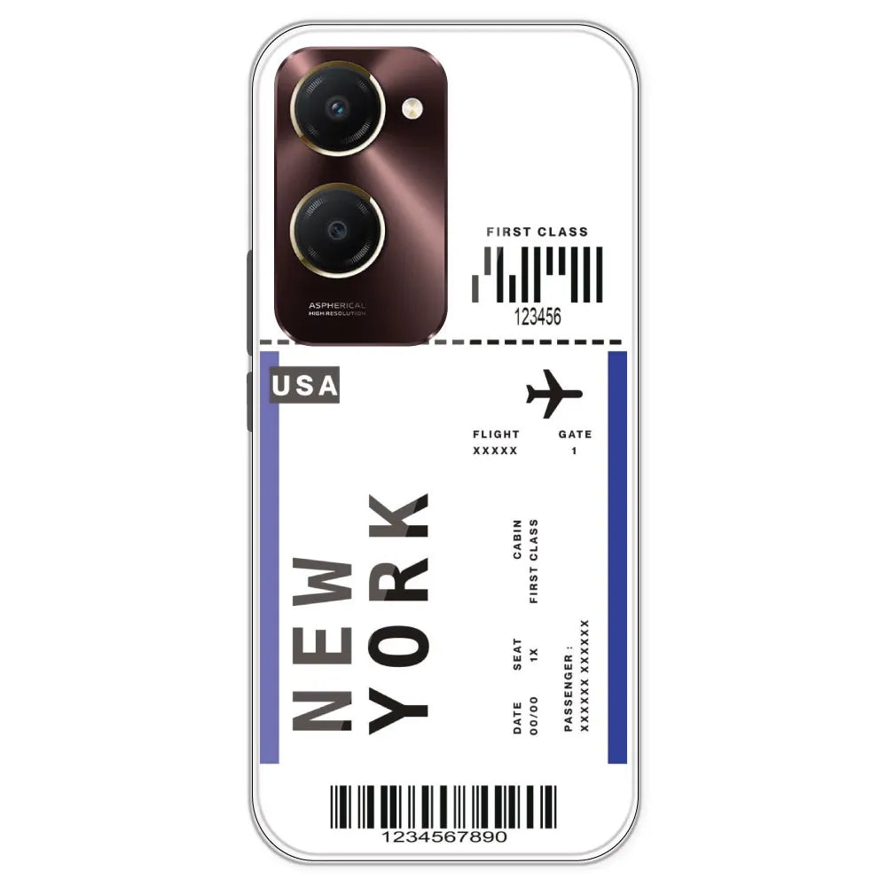 New York Ticket - Clear Printed Silicone Case For IQOO Z9 Lite