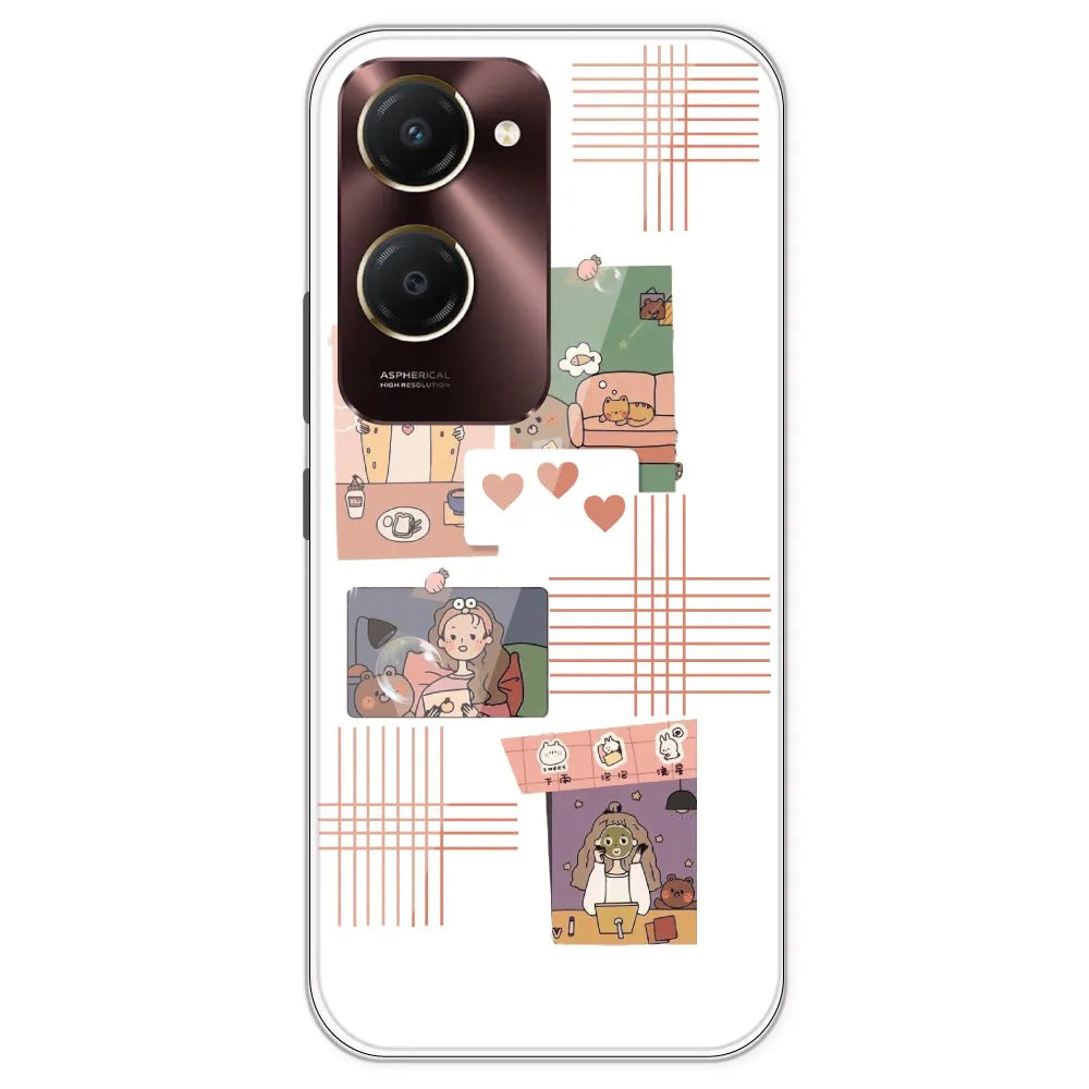 Cute Girl - Clear Printed Silicone Case For IQOO Z9 Lite