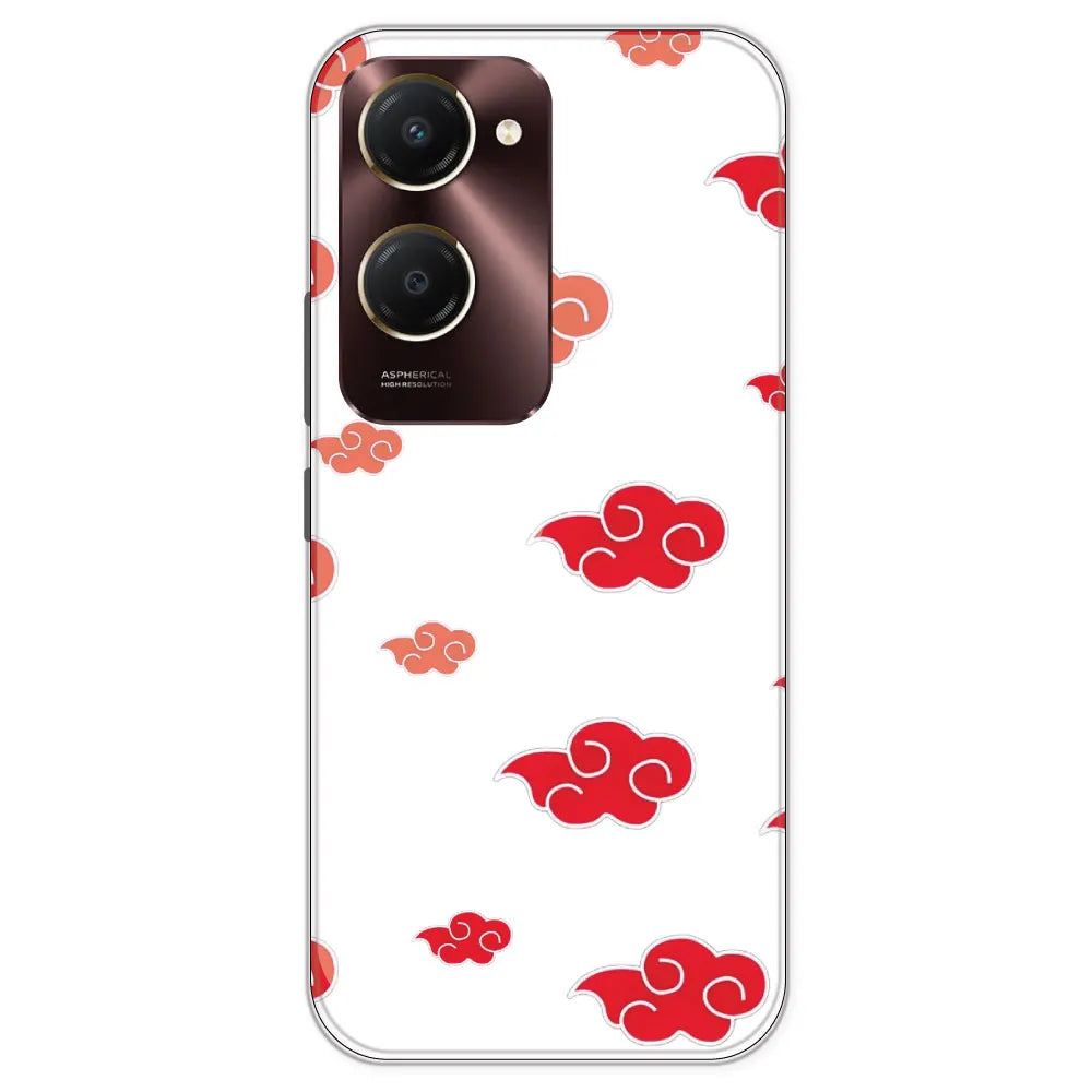 Red Clouds - Clear Printed Silicone Case For IQOO Z9 Lite